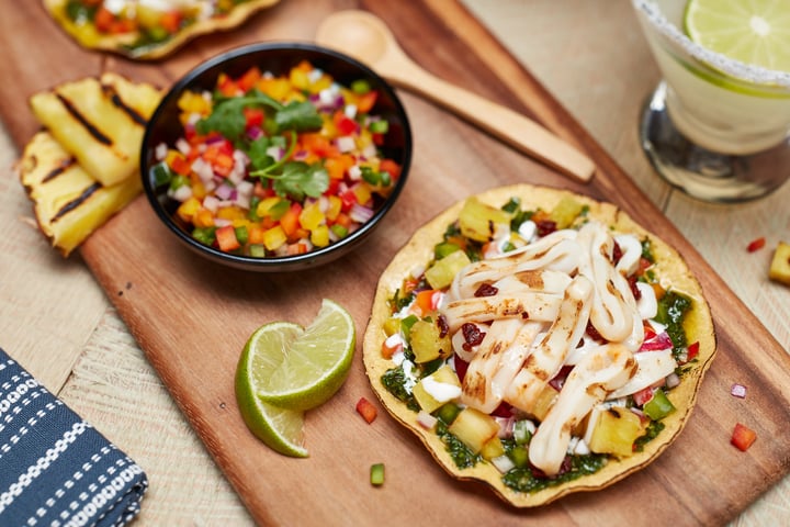 Recipe:&nbsp;Calamari “al Pastor” Tostada