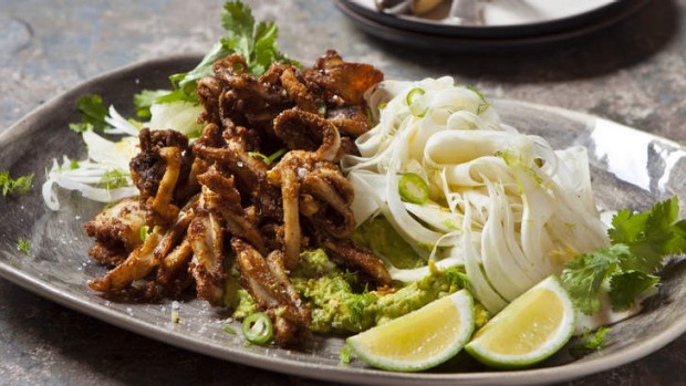 Recipe:&nbsp;Spiced Calamari with Fennel & Smashed Avocado