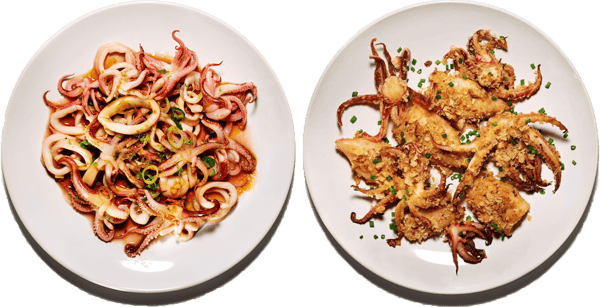 Scallions & Ginger Calamari Plate Deviled Broiled Calamari Plate | Tubes & Tentacles | The Town Dock