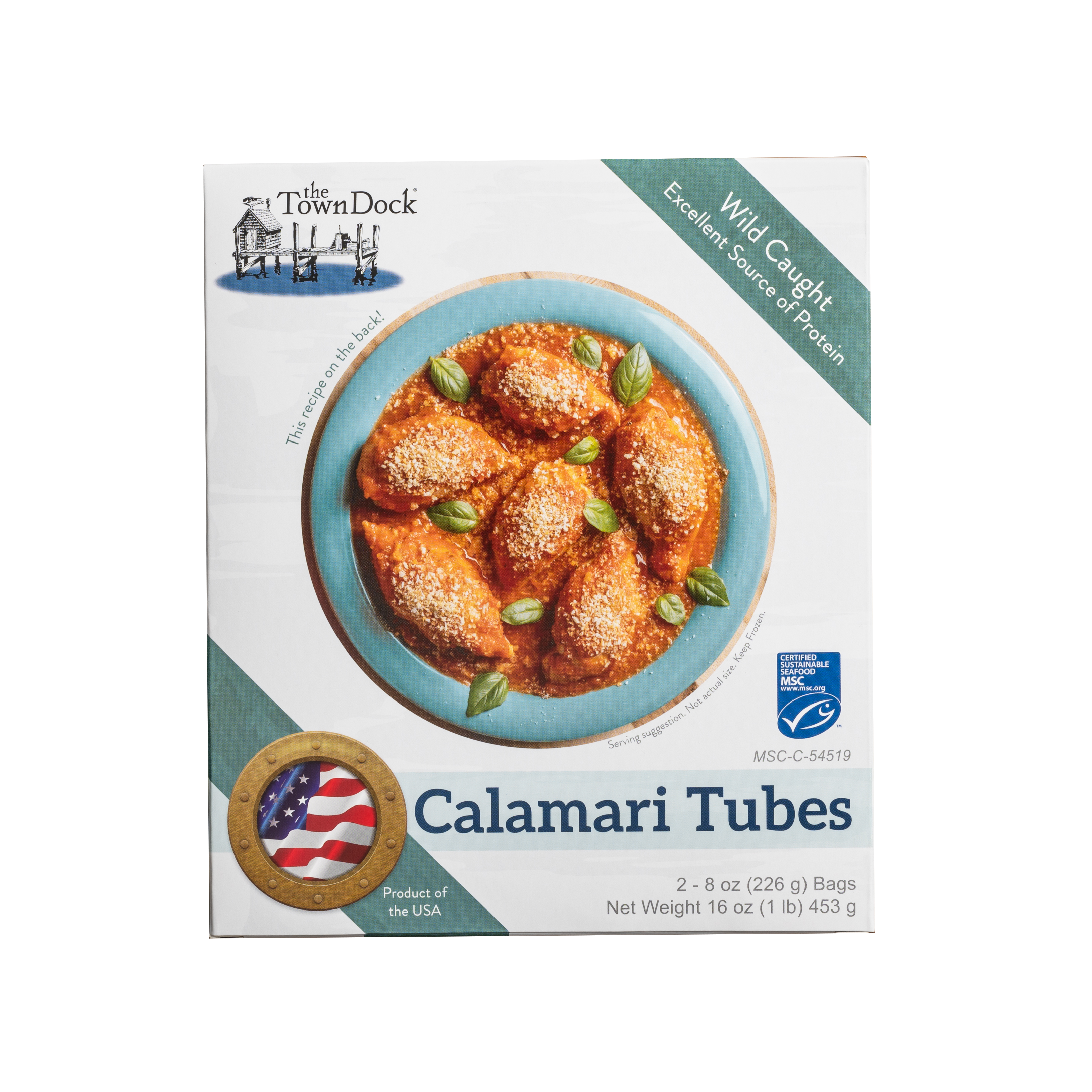 Shortfin Calamari – Tubes box with dark green wrap